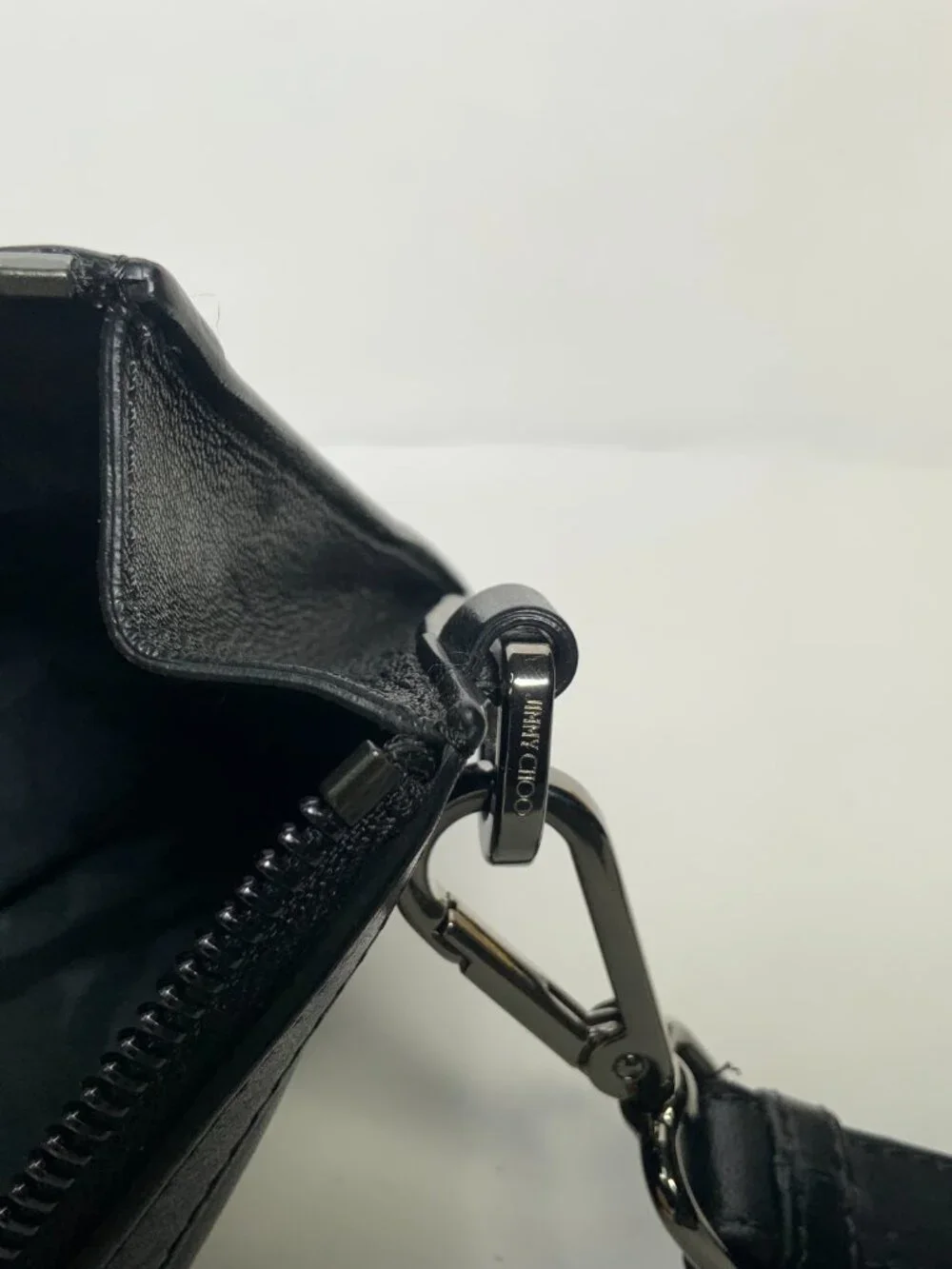 Jimmy Choo Black Leather Star Studded Clutch/Wristlet w/ Silver Accents